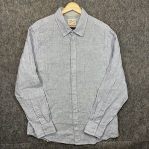 Fair Harbor Linen Shirt Men's Large Striped Blue